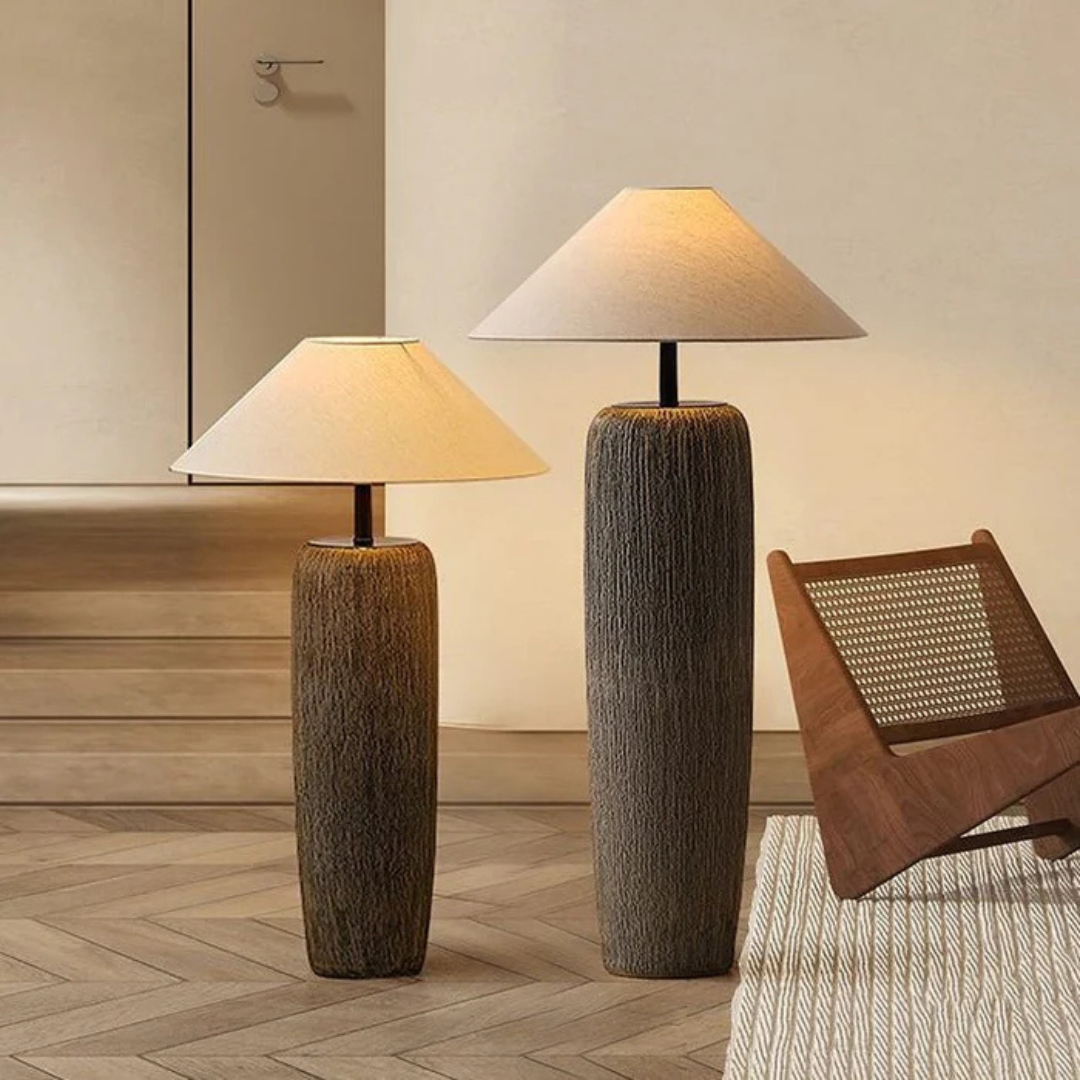 Wooden Floor Lamp Weathered Finish