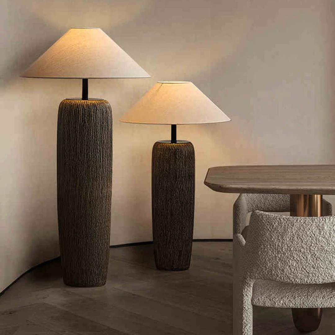 Wooden Floor Lamp Weathered Finish