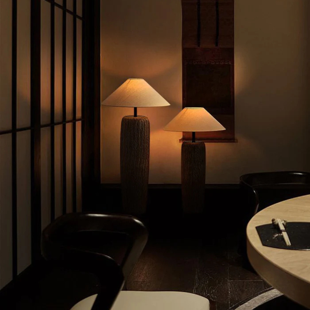 Wooden Floor Lamp Weathered Finish