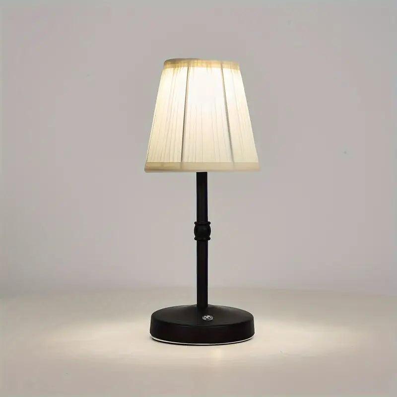 Wireless LED Table Lamp with Linen Shade and Brass Base