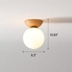 Modern Japanese Style LED Ceiling Light with Wooden Base