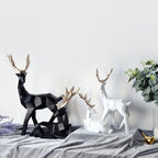 Modern Geometric Reindeer Figurine Sculpture Set of 2 for Home Decor