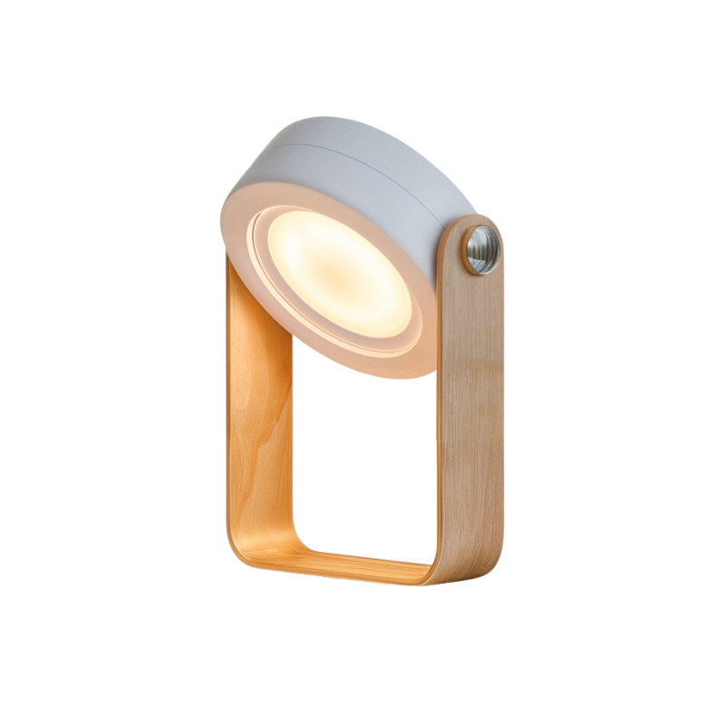 Dimmable LED Table Lamp with Adjustable Wooden Frame