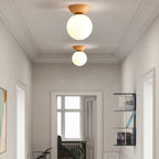 Modern Japanese Style LED Ceiling Light with Wooden Base