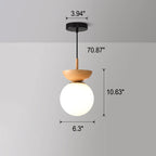 Modern Japanese Style LED Ceiling Light with Wooden Base