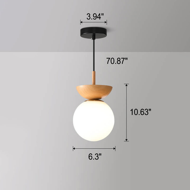 Modern Japanese Style LED Ceiling Light with Wooden Base