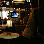 Wireless LED Table Lamp with Linen Shade and Brass Base