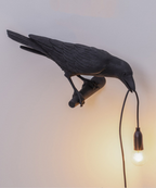 Artistic Crow Table Lamp with Hanging Bulb and E27 Socket