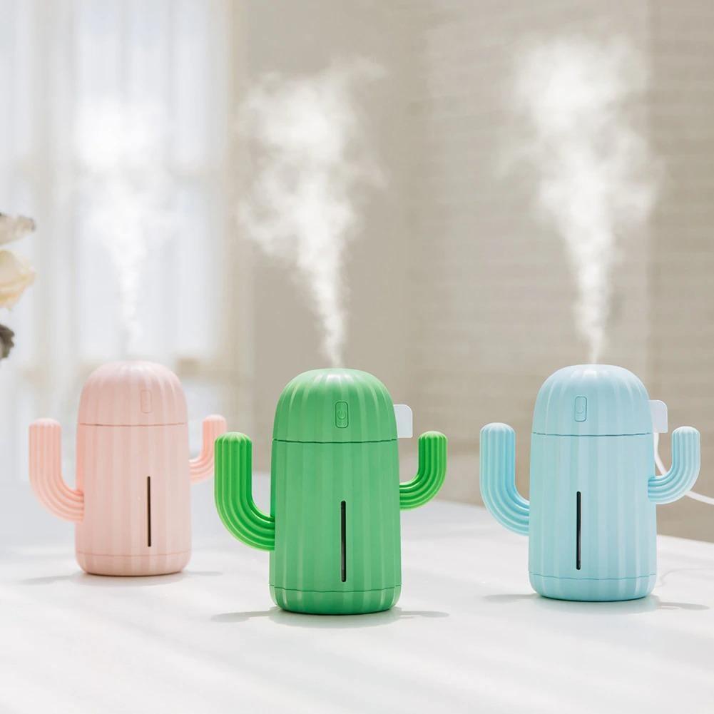 Mini Cactus Shape USB Air Humidifier with LED Light for Bedroom