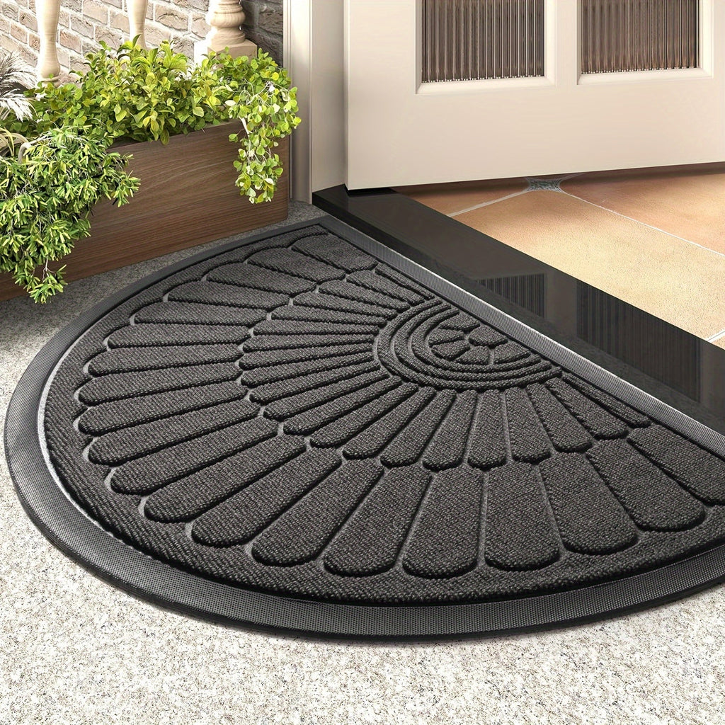 Half Round Rubber Door Mat with Non-Slip Backing