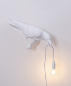 Artistic Crow Table Lamp with Hanging Bulb and E27 Socket