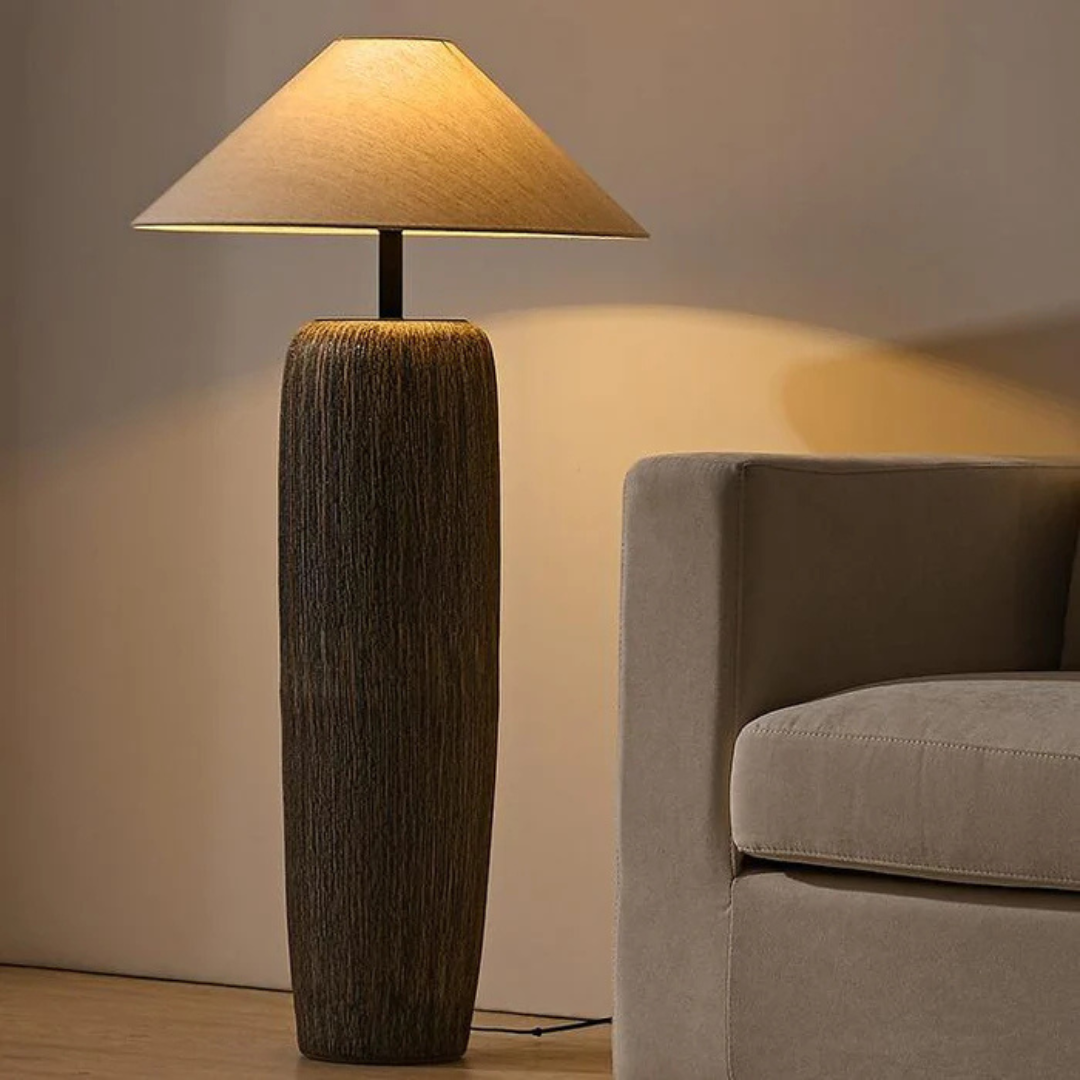 Wooden Floor Lamp Weathered Finish