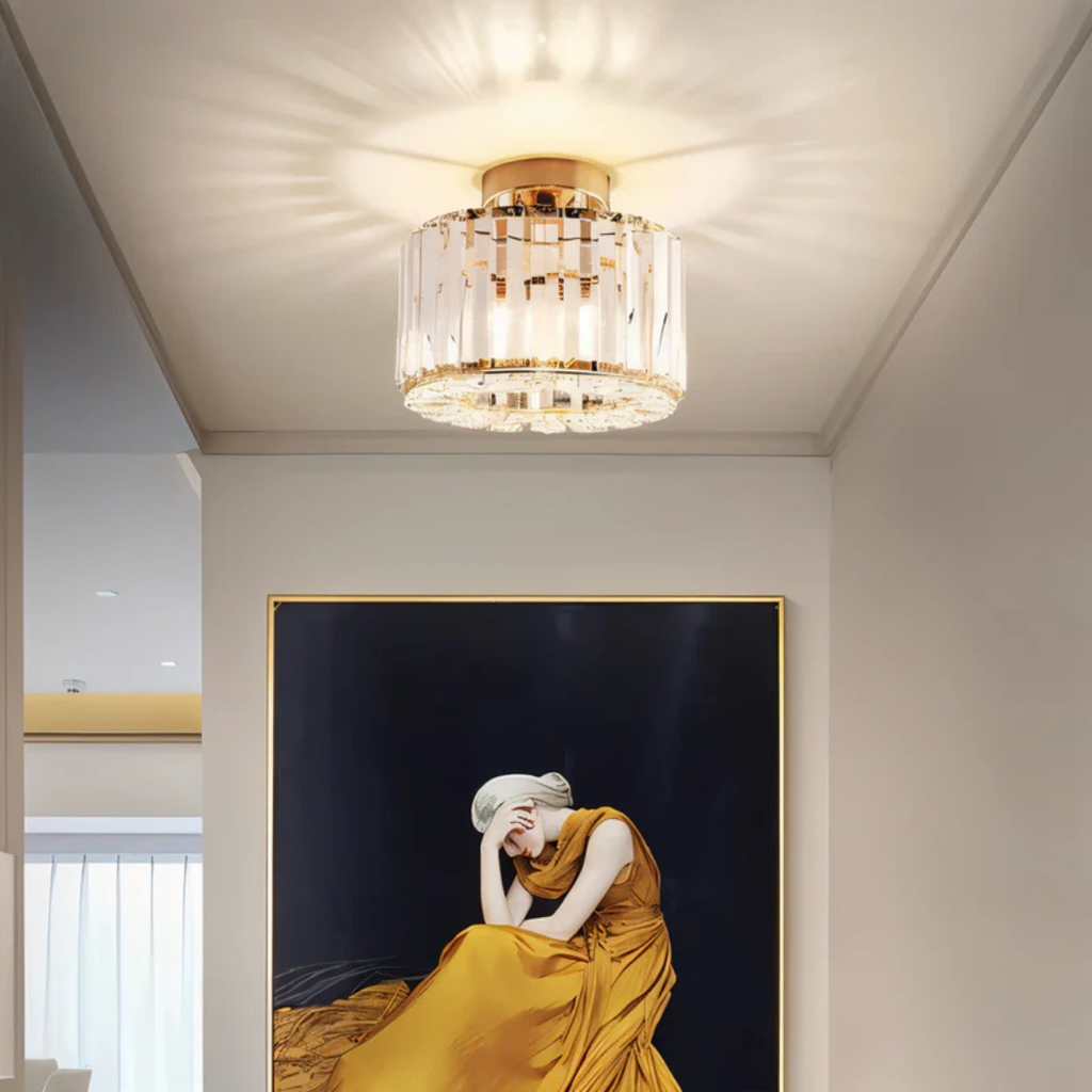 Modern Crystal Flush Mount Ceiling Light with LED for Living Room