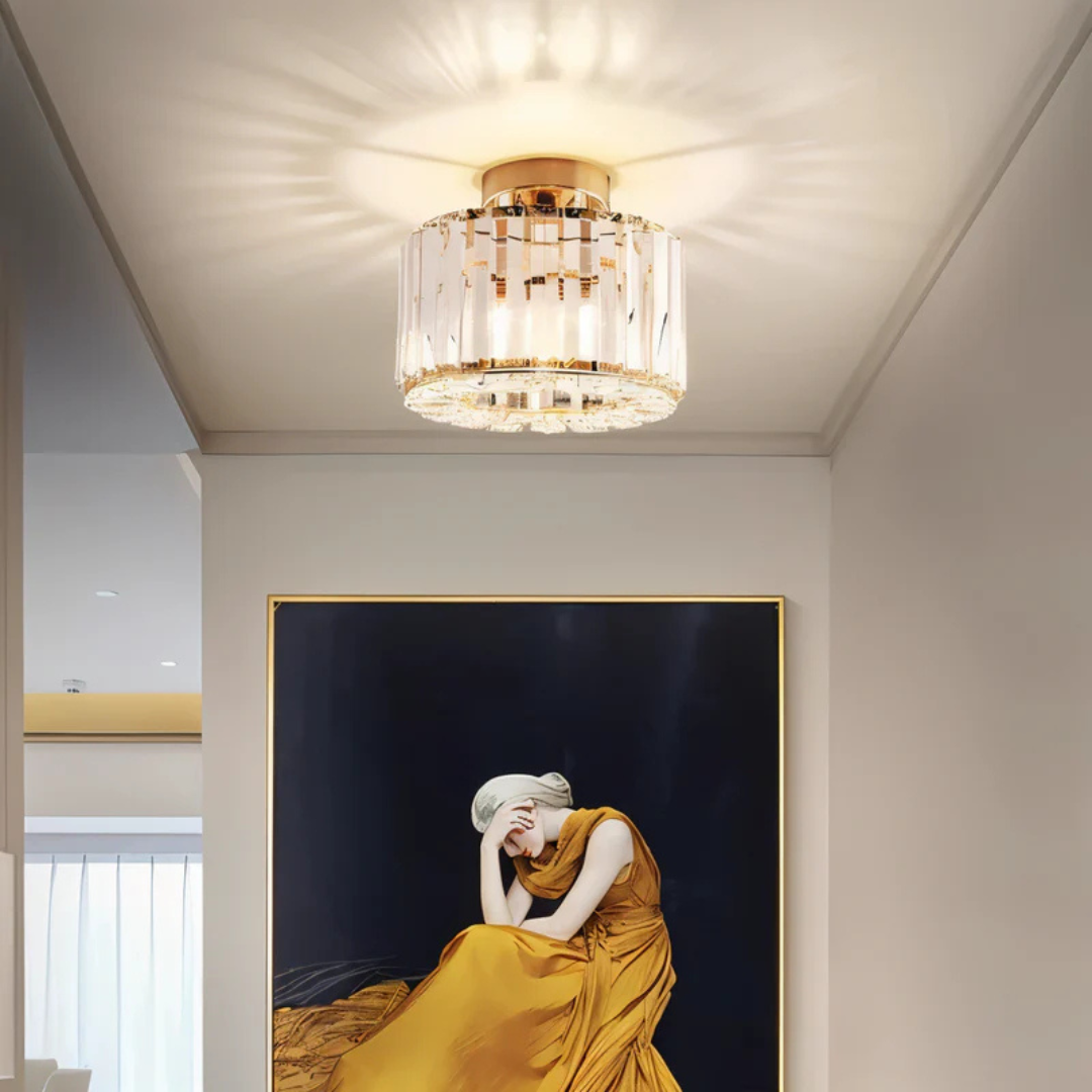 Modern Crystal Flush Mount Ceiling Light with LED for Living Room