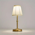 Wireless LED Table Lamp with Linen Shade and Brass Base