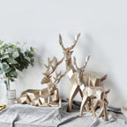 Modern Geometric Reindeer Figurine Sculpture Set of 2 for Home Decor
