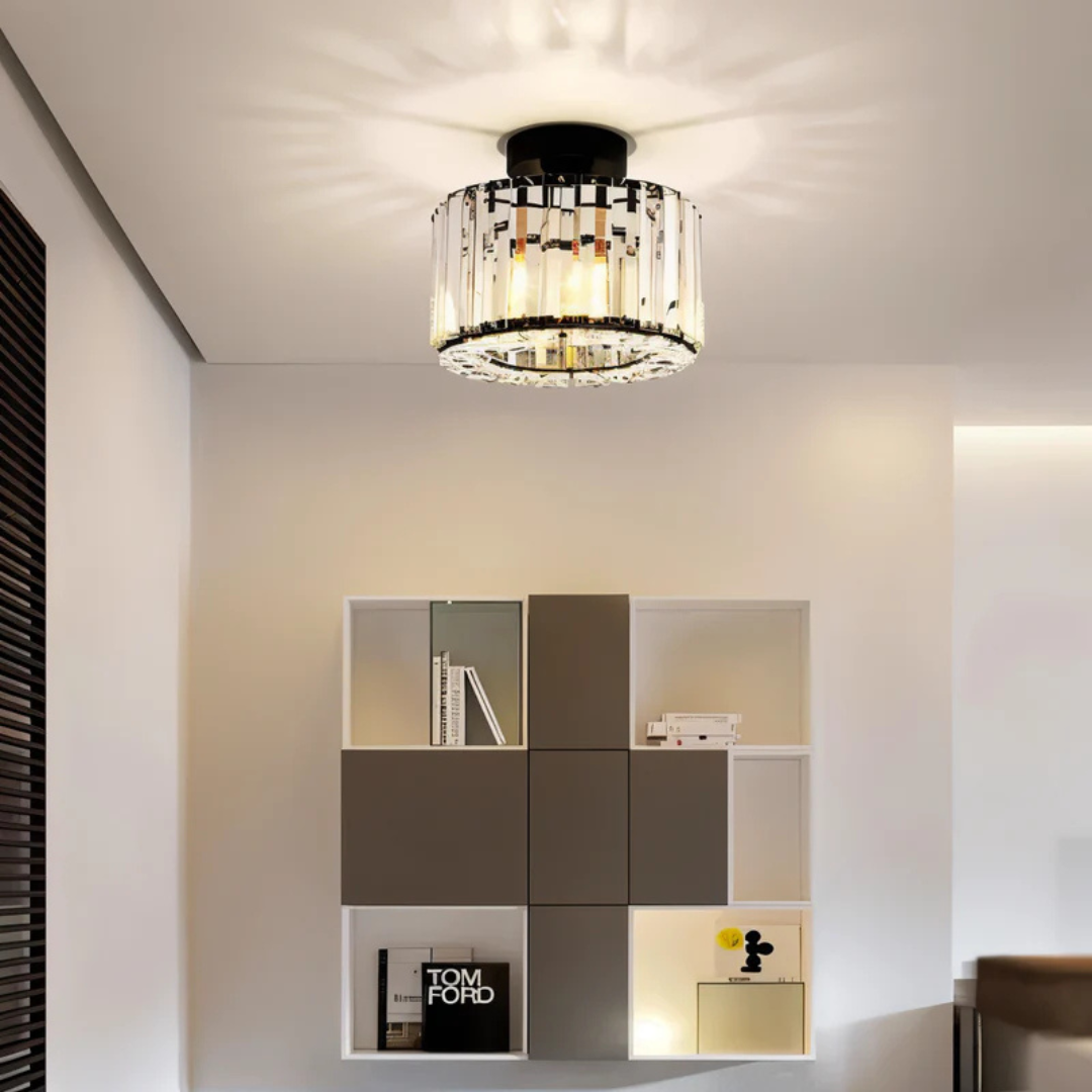 Modern Crystal Flush Mount Ceiling Light with LED for Living Room