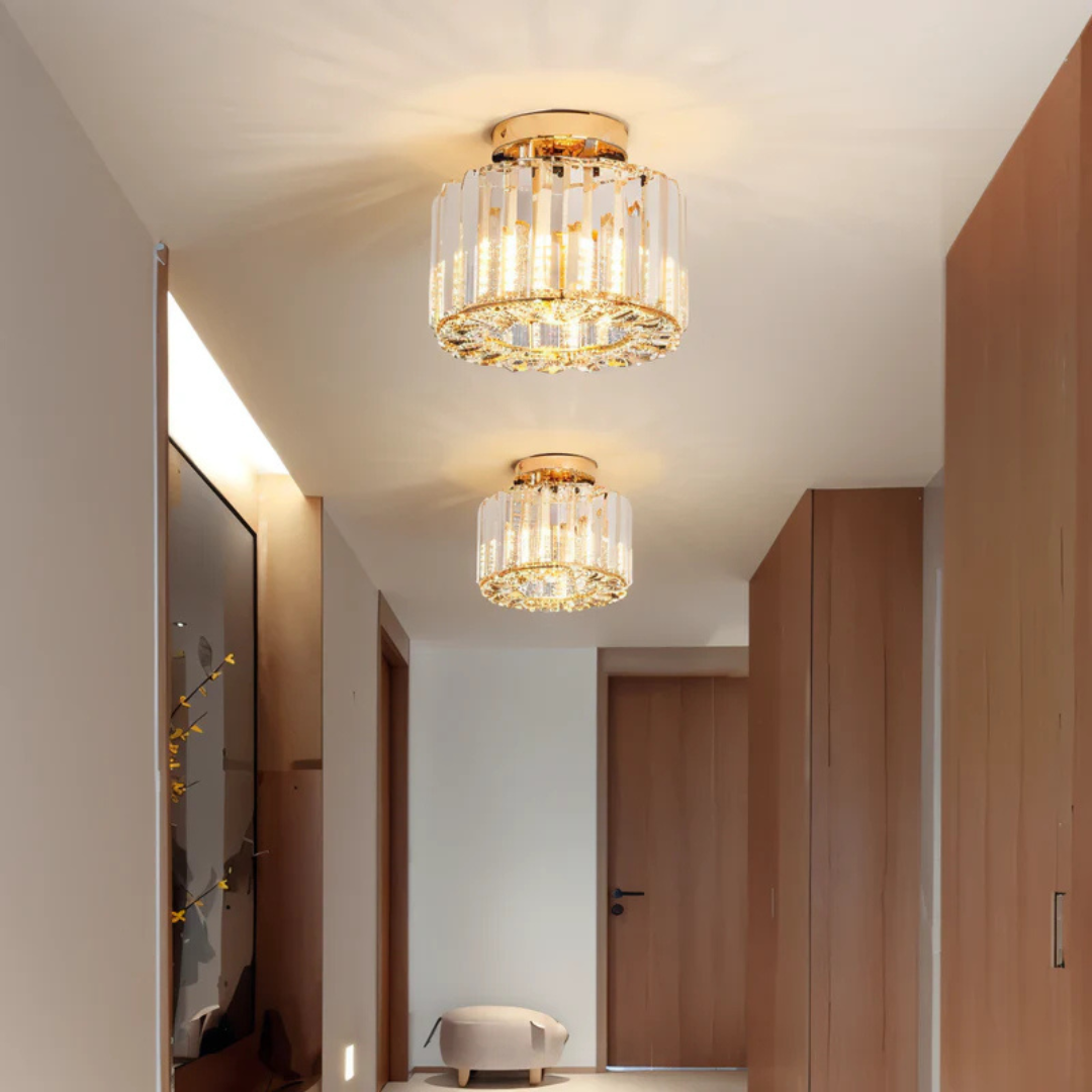 Modern Crystal Flush Mount Ceiling Light with LED for Living Room