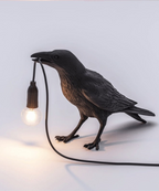 Artistic Crow Table Lamp with Hanging Bulb and E27 Socket