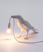 Artistic Crow Table Lamp with Hanging Bulb and E27 Socket