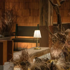 Wireless LED Table Lamp with Linen Shade and Brass Base