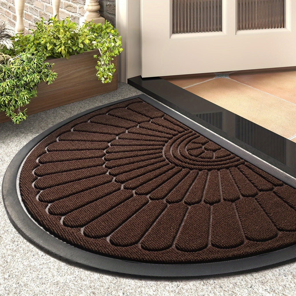 Half Round Rubber Door Mat with Non-Slip Backing