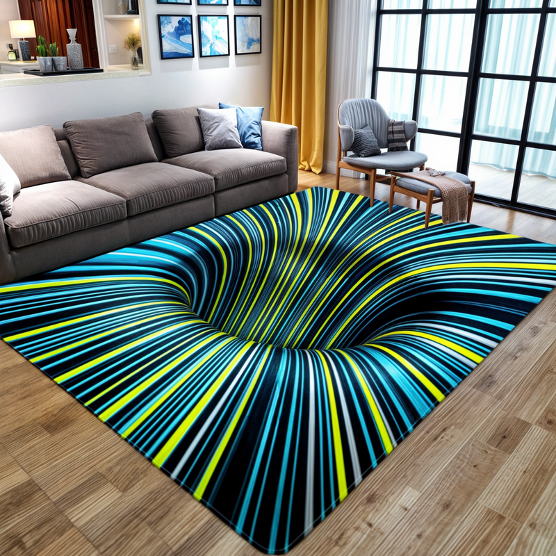 3D Optical Illusion Door Mat with Geometric Checkerboard Design