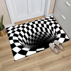 3D Optical Illusion Door Mat with Geometric Checkerboard Design