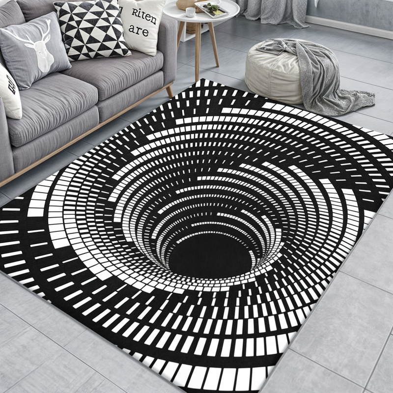 3D Optical Illusion Door Mat with Geometric Checkerboard Design