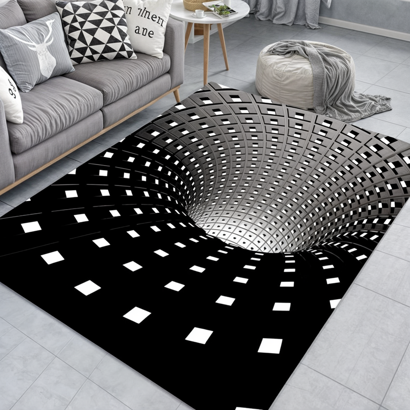 3D Optical Illusion Door Mat with Geometric Checkerboard Design