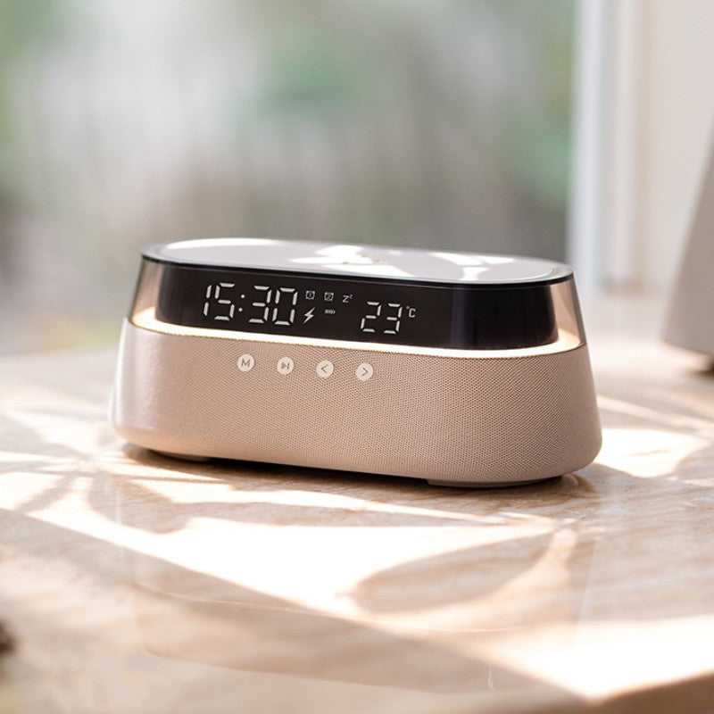 Wireless Charging Alarm Clock with Bluetooth Speaker and LED Night Light