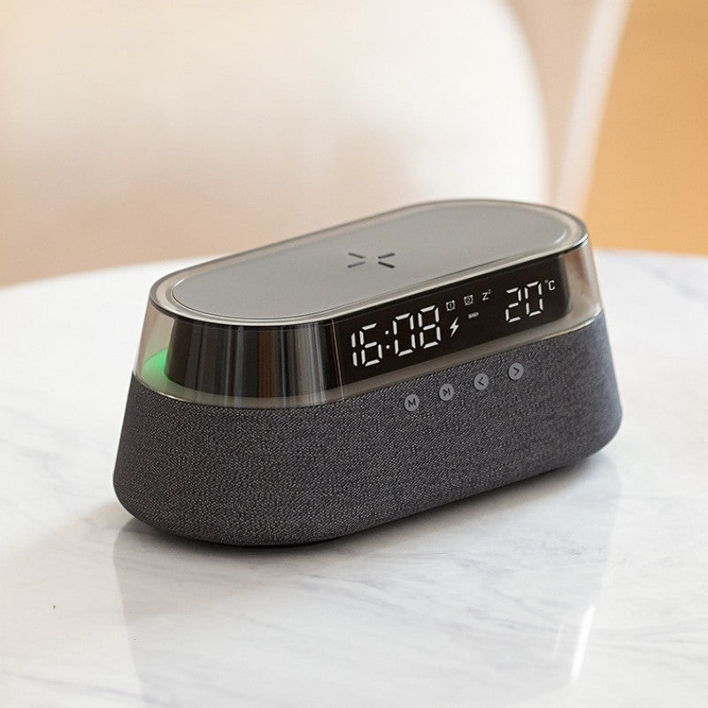 Wireless Charging Alarm Clock with Bluetooth Speaker and LED Night Light