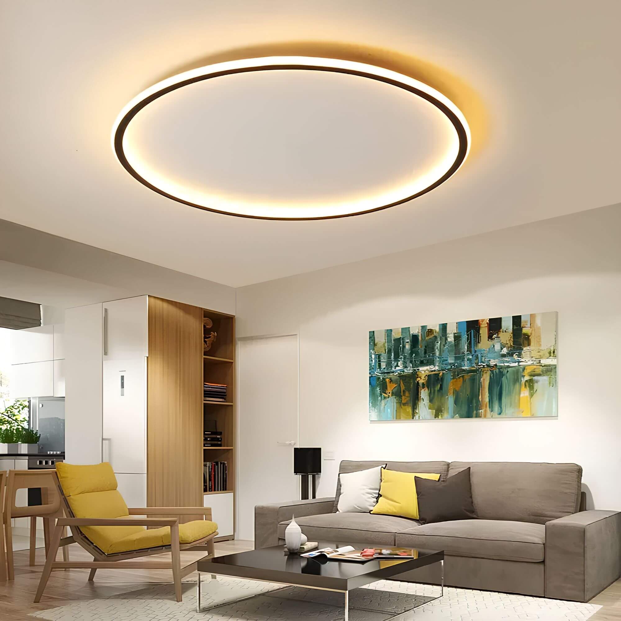 Modern Round LED Ceiling Light Flush Mount with Ambient Ring