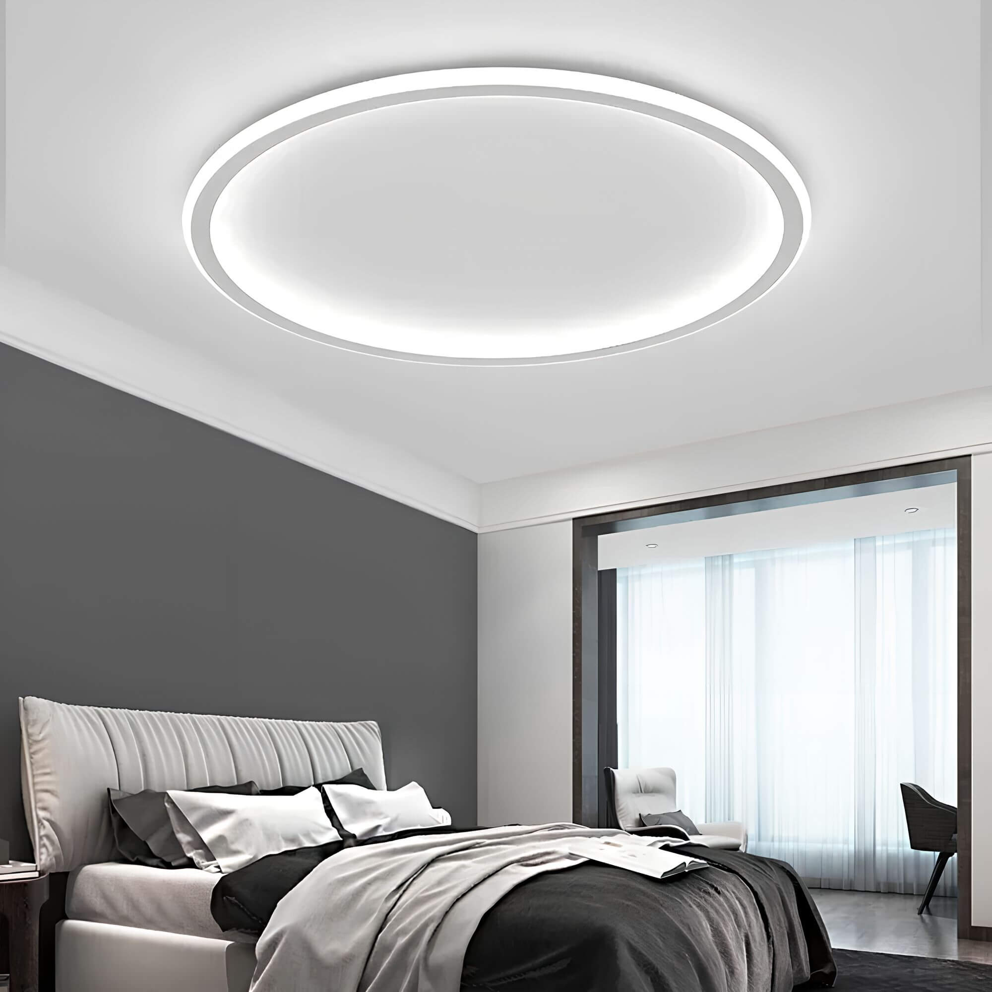 Modern Round LED Ceiling Light Flush Mount with Ambient Ring