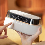 Wireless Charging Alarm Clock with Bluetooth Speaker and LED Night Light