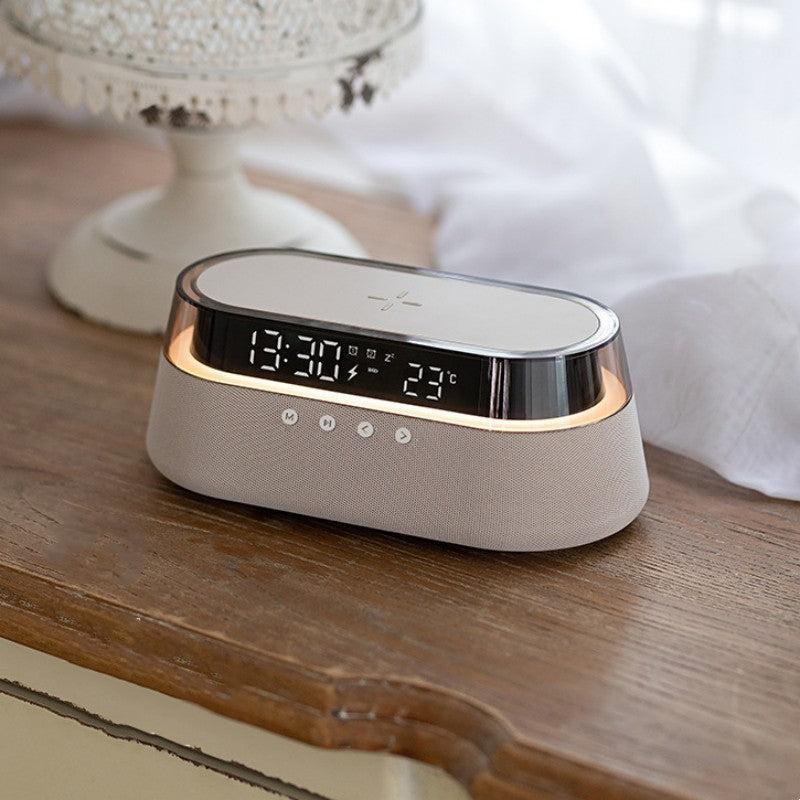 Wireless Charging Alarm Clock with Bluetooth Speaker and LED Night Light