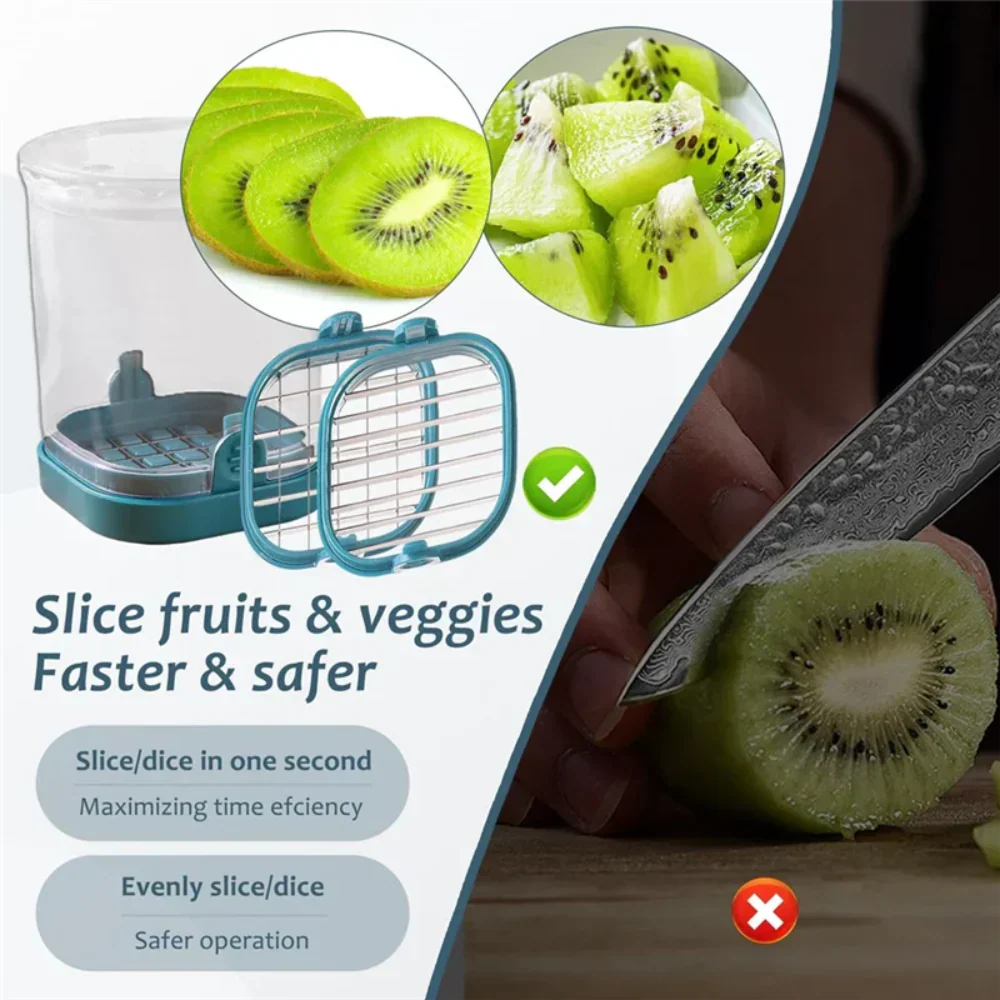 Fruit and Vegetable Slicer with Collection Container and Interchangeable Stainless Steel Blades