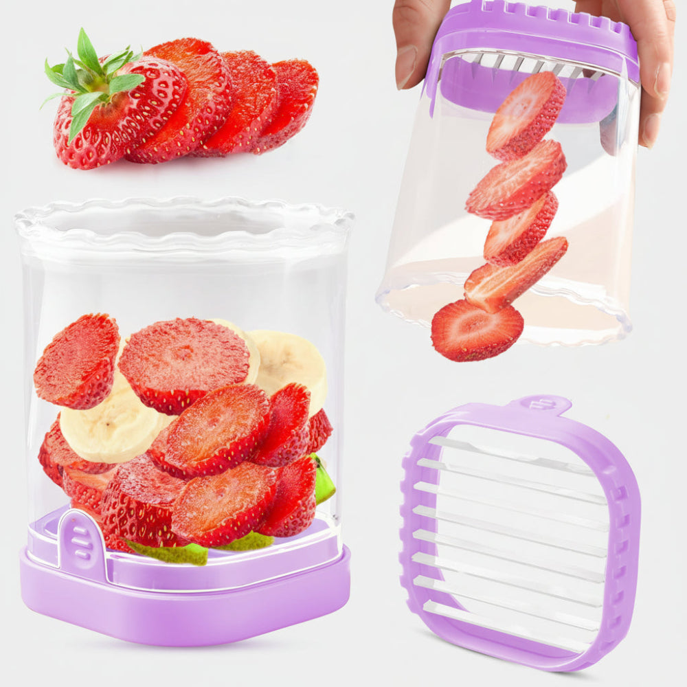 Fruit and Vegetable Slicer with Collection Container and Interchangeable Stainless Steel Blades