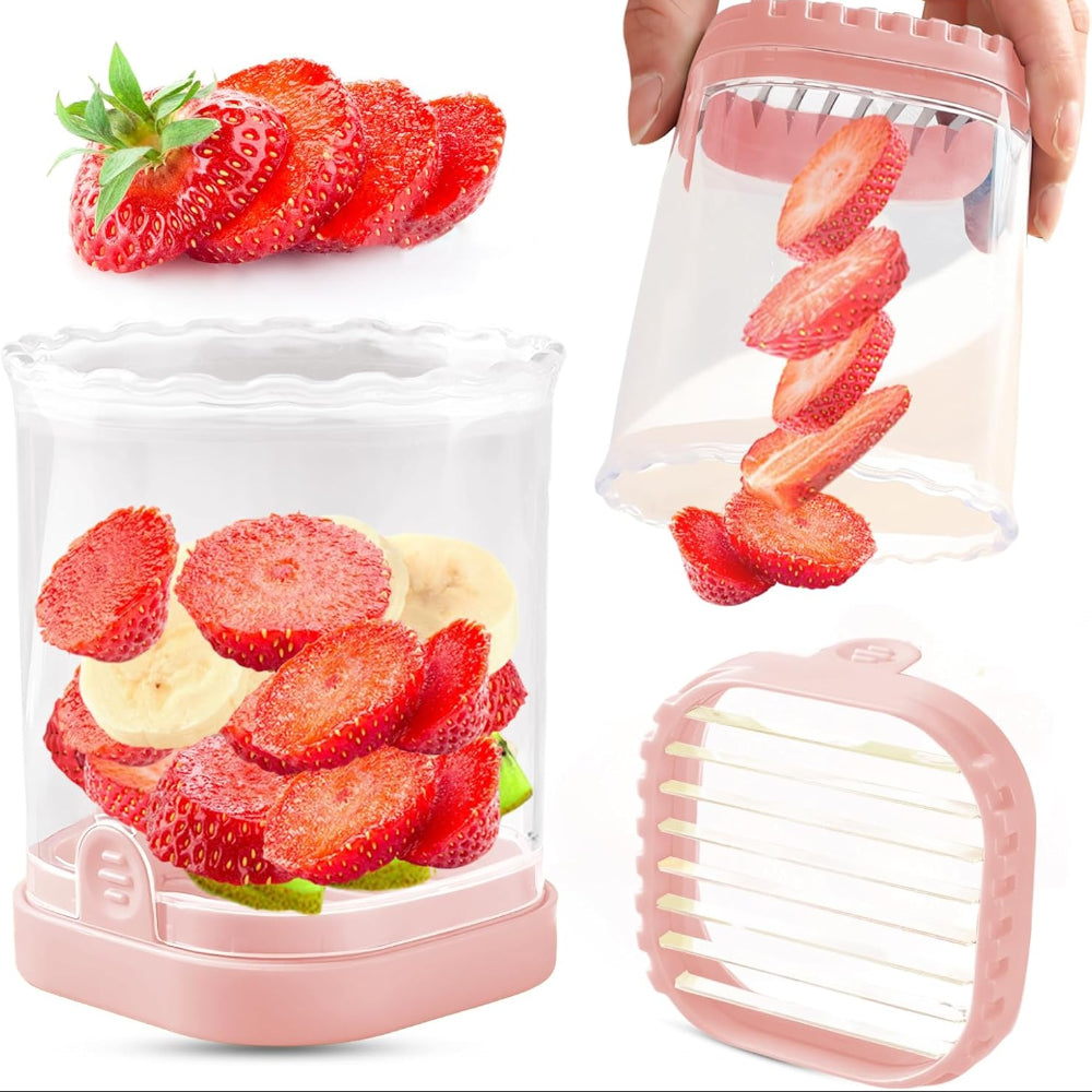 Fruit and Vegetable Slicer with Collection Container and Interchangeable Stainless Steel Blades