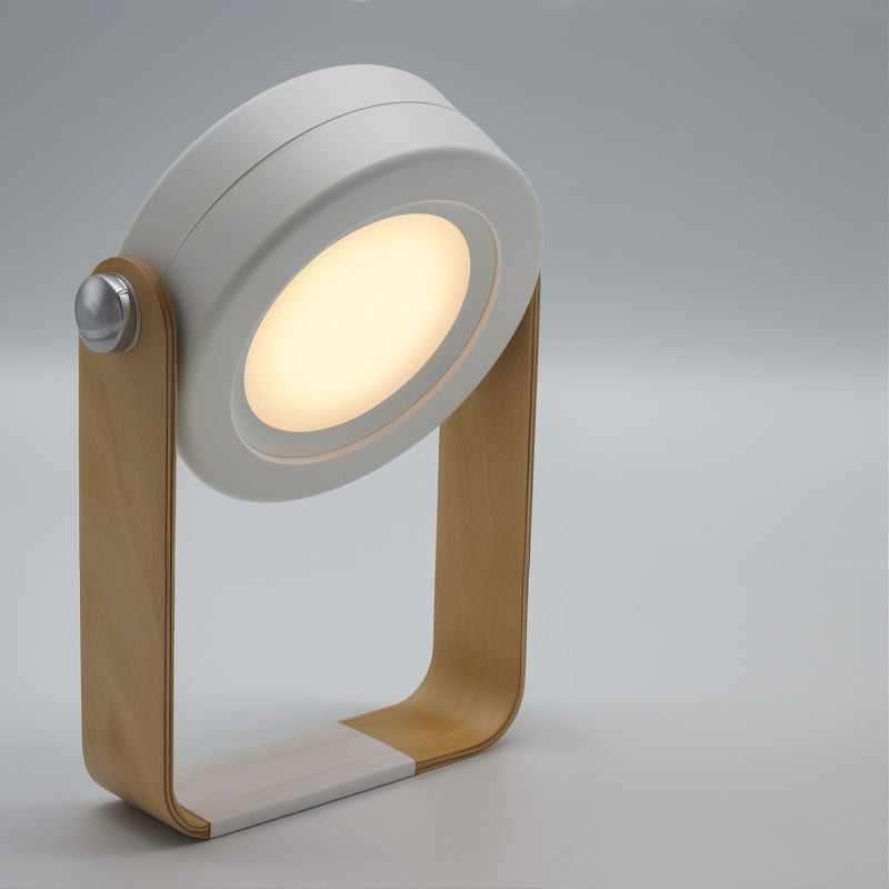 Dimmable LED Table Lamp with Adjustable Wooden Frame