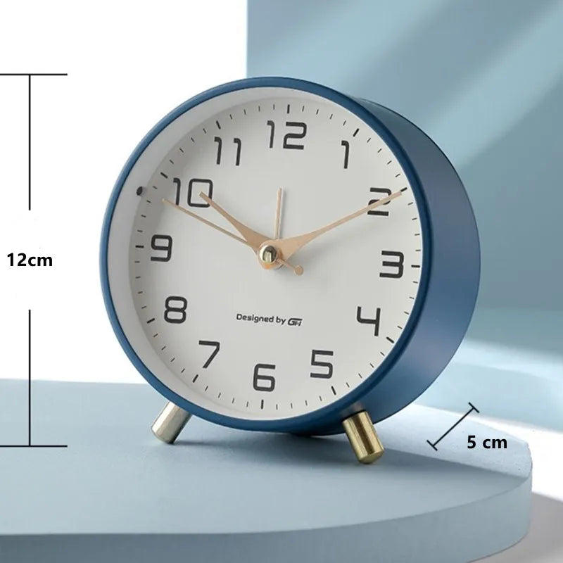 Scandinavian Silent Analog Table Clock with Quartz Movement