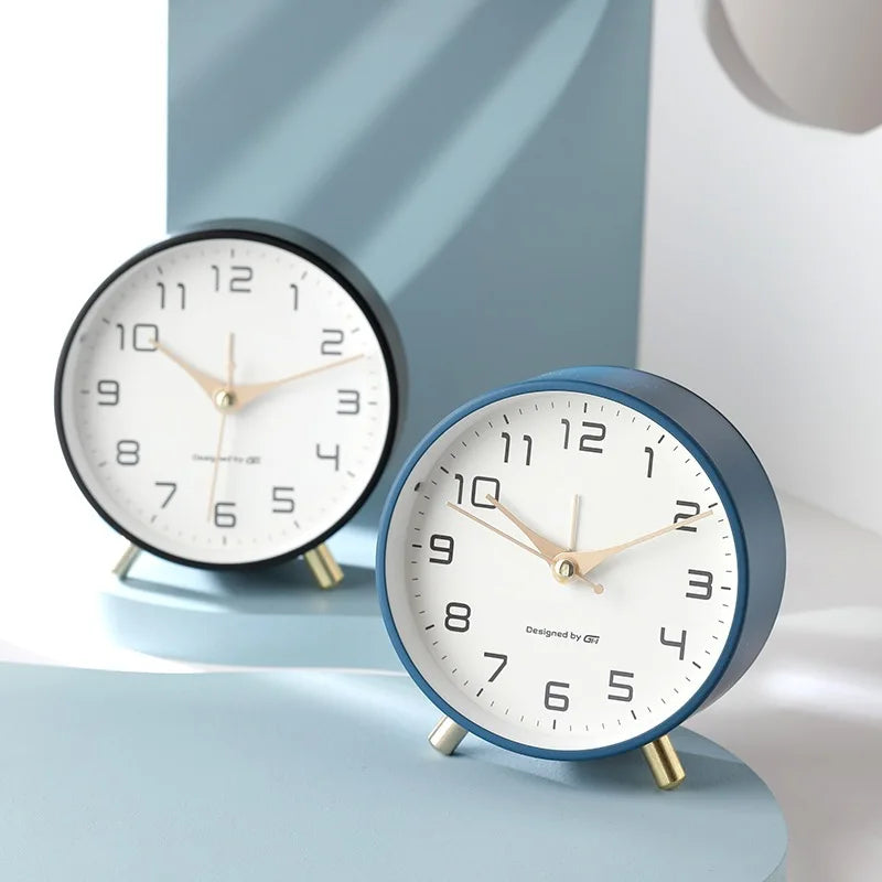 Scandinavian Silent Analog Table Clock with Quartz Movement