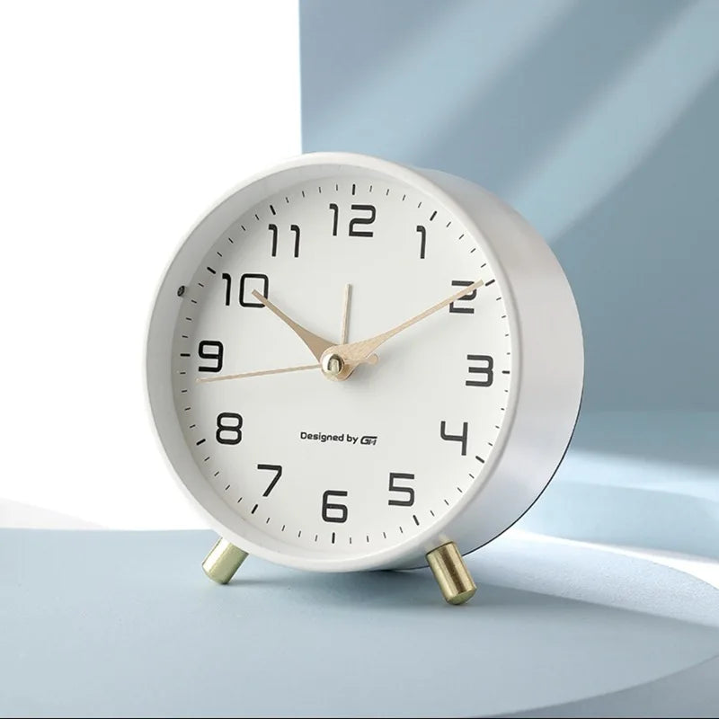 Scandinavian Silent Analog Table Clock with Quartz Movement