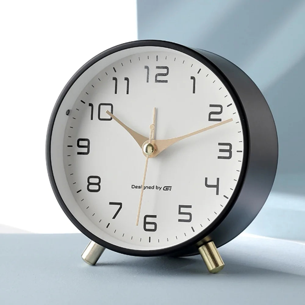 Scandinavian Silent Analog Table Clock with Quartz Movement