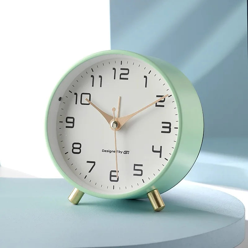 Scandinavian Silent Analog Table Clock with Quartz Movement