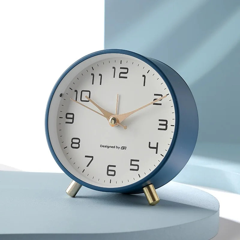 Scandinavian Silent Analog Table Clock with Quartz Movement