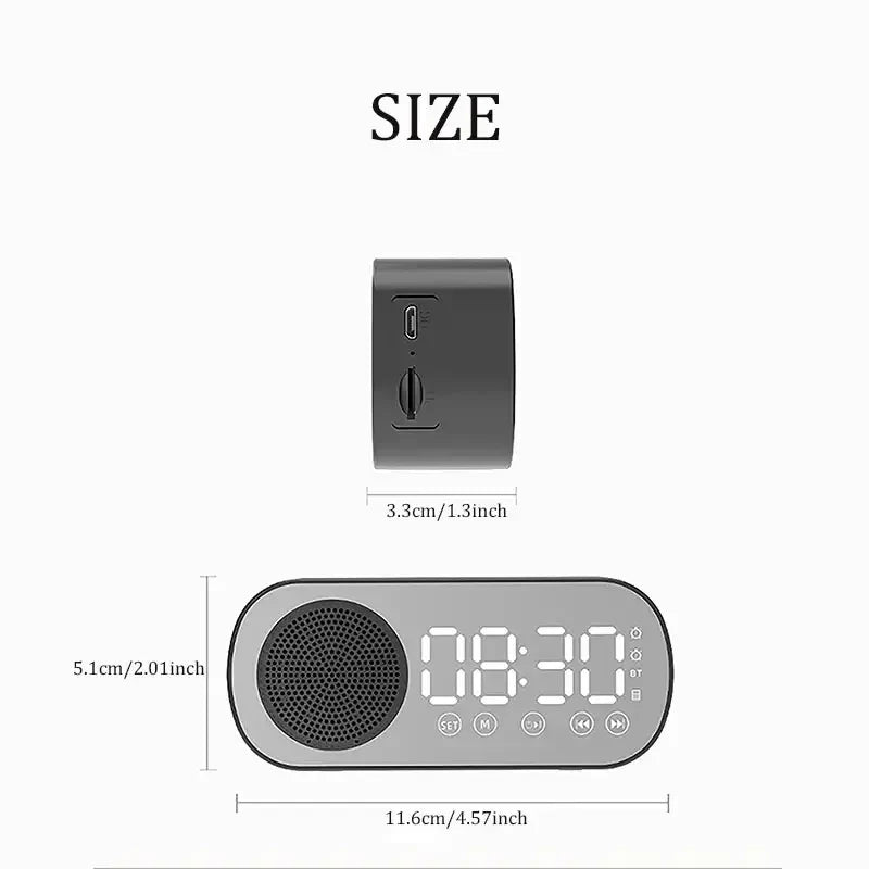 Digital Alarm Clock with Bluetooth Speaker and FM Radio Featuring LED Display