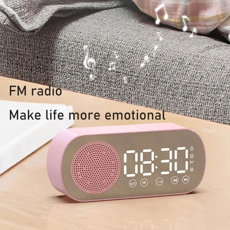 Digital Alarm Clock with Bluetooth Speaker and FM Radio Featuring LED Display