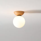 Modern Japanese Style LED Ceiling Light with Wooden Base