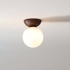 Modern Japanese Style LED Ceiling Light with Wooden Base